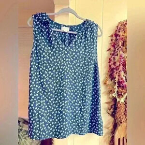 NWT Velvet by Graham & Spencer Blue Catrina Floral Blouse Tank Top Spring